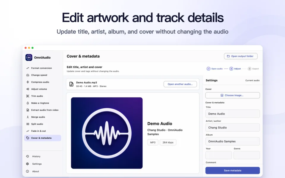 OmniAudio cover and metadata editor